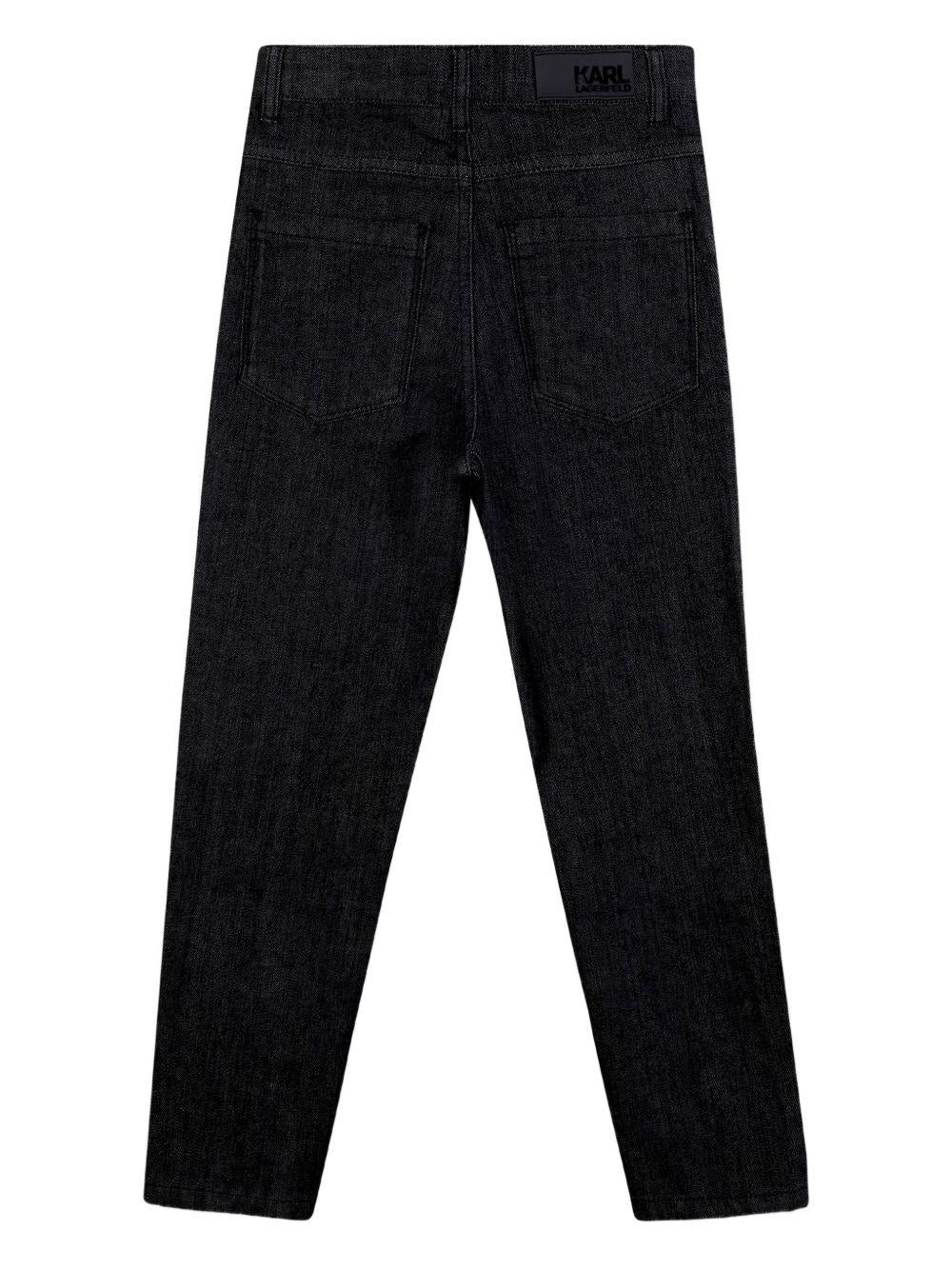 Jeans per bambino Karl Lagerfeld Kids nero con design a vita alta - Rubino Kids