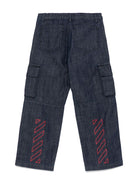 Jeans per bambino Off - White Kids denim cargo con patta nascosta - Rubino Kids