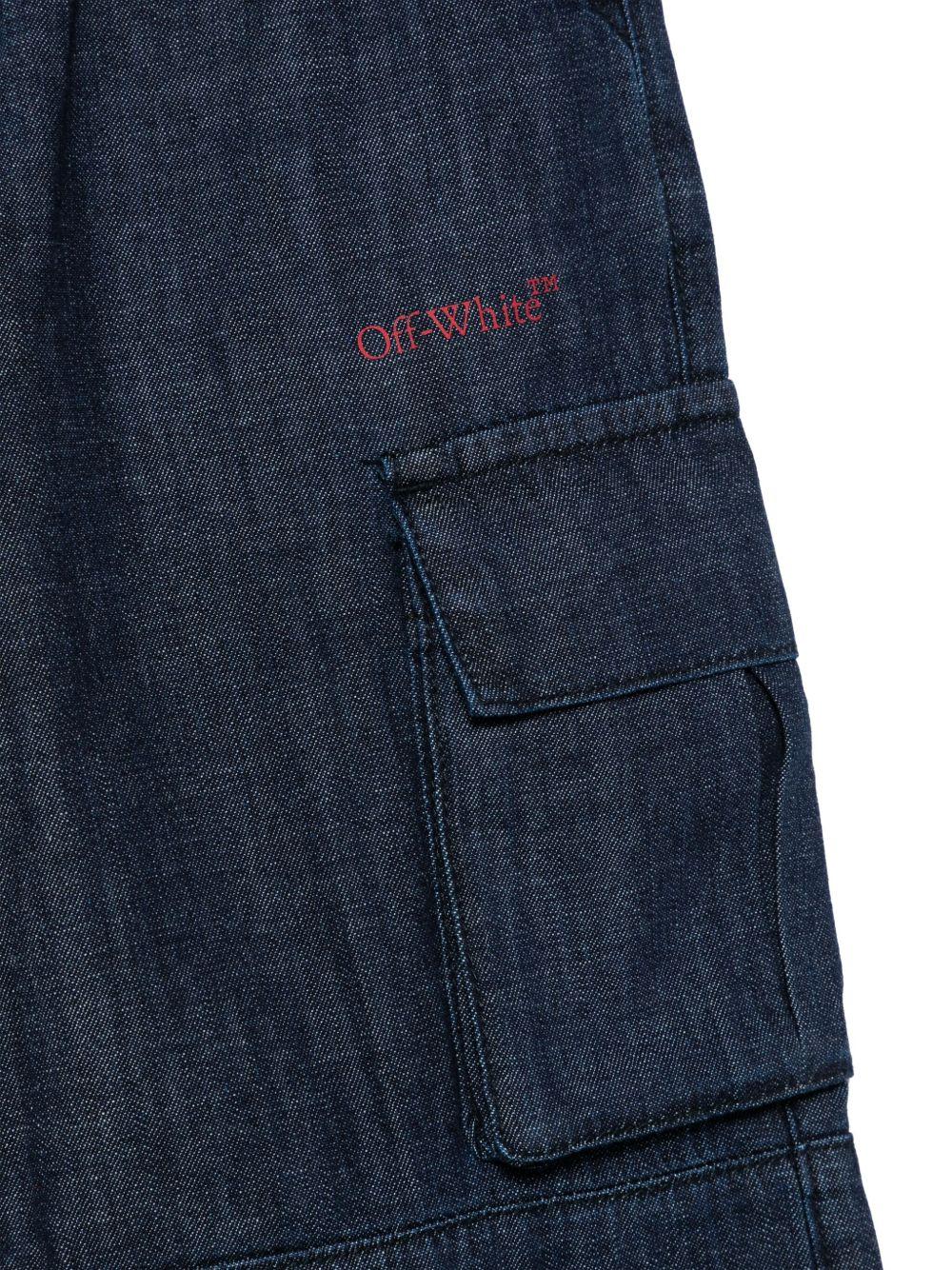 Jeans per bambino Off - White Kids denim cargo con patta nascosta - Rubino Kids