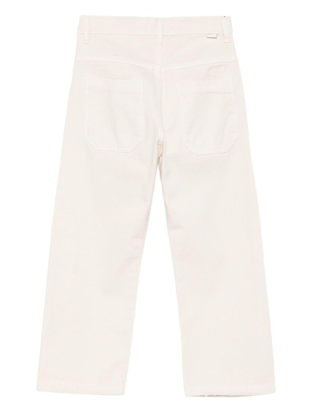 Jeans per bambino Paolo Pecora Kids bianco con orlo con taglio vivo - Rubino Kids