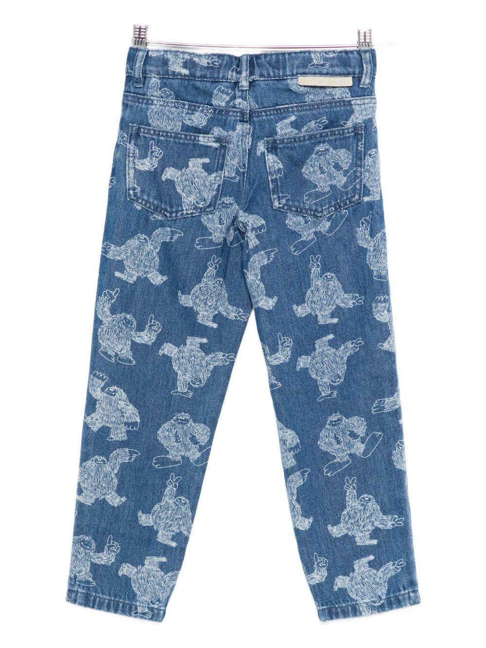 Jeans per bambino Stella McCartney Kids in denim con ricamo all - over - Rubino Kids