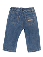 Jeans per neonata Moschino Kids in denim con ricamo orsetto - Rubino Kids