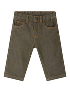 Jeans per neonato Bonpoint Jeliott verde con cuciture arancioni - Rubino Kids