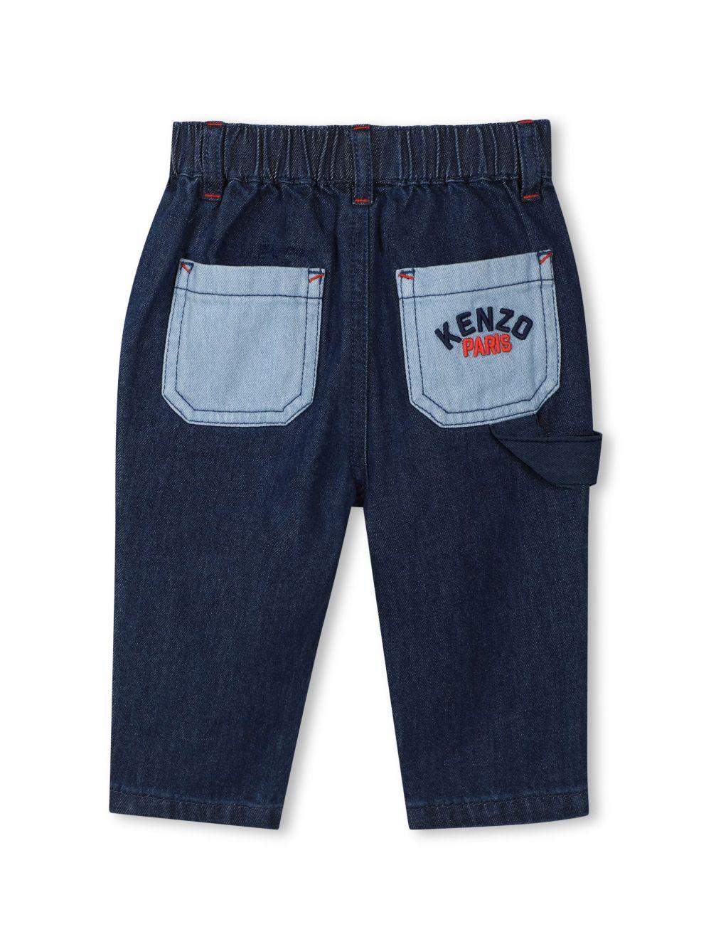 Jeans per neonato Kenzo Kids blu con design color - block - Rubino Kids