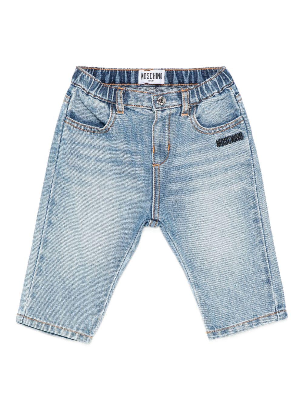 Jeans per neonato Moschino Kids in denim con vita elasticizzata - Rubino Kids