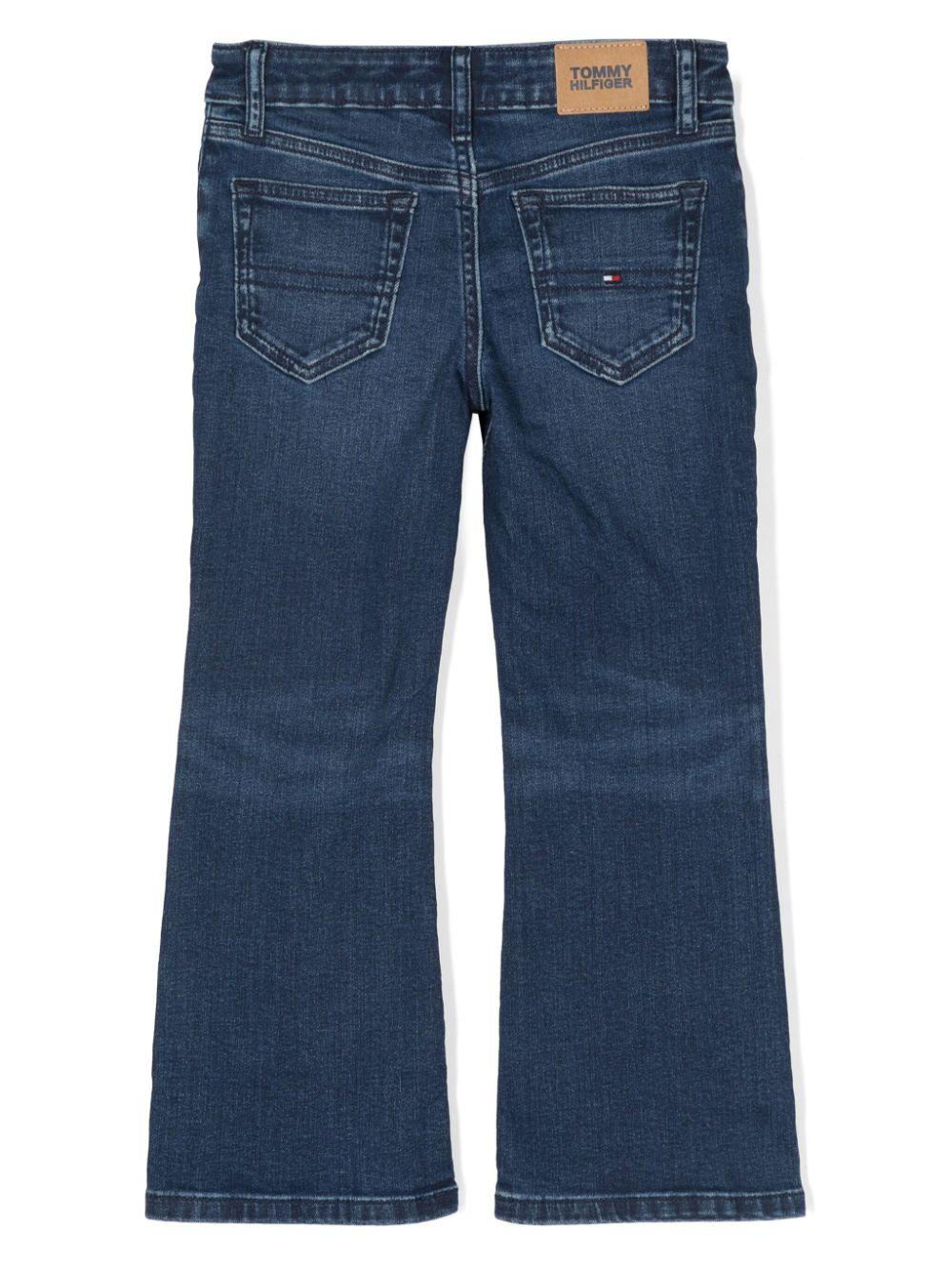 Jeans svasati con ricamo per bambina Tommy Hilfiger Junior blu con passanti - Rubino Kids