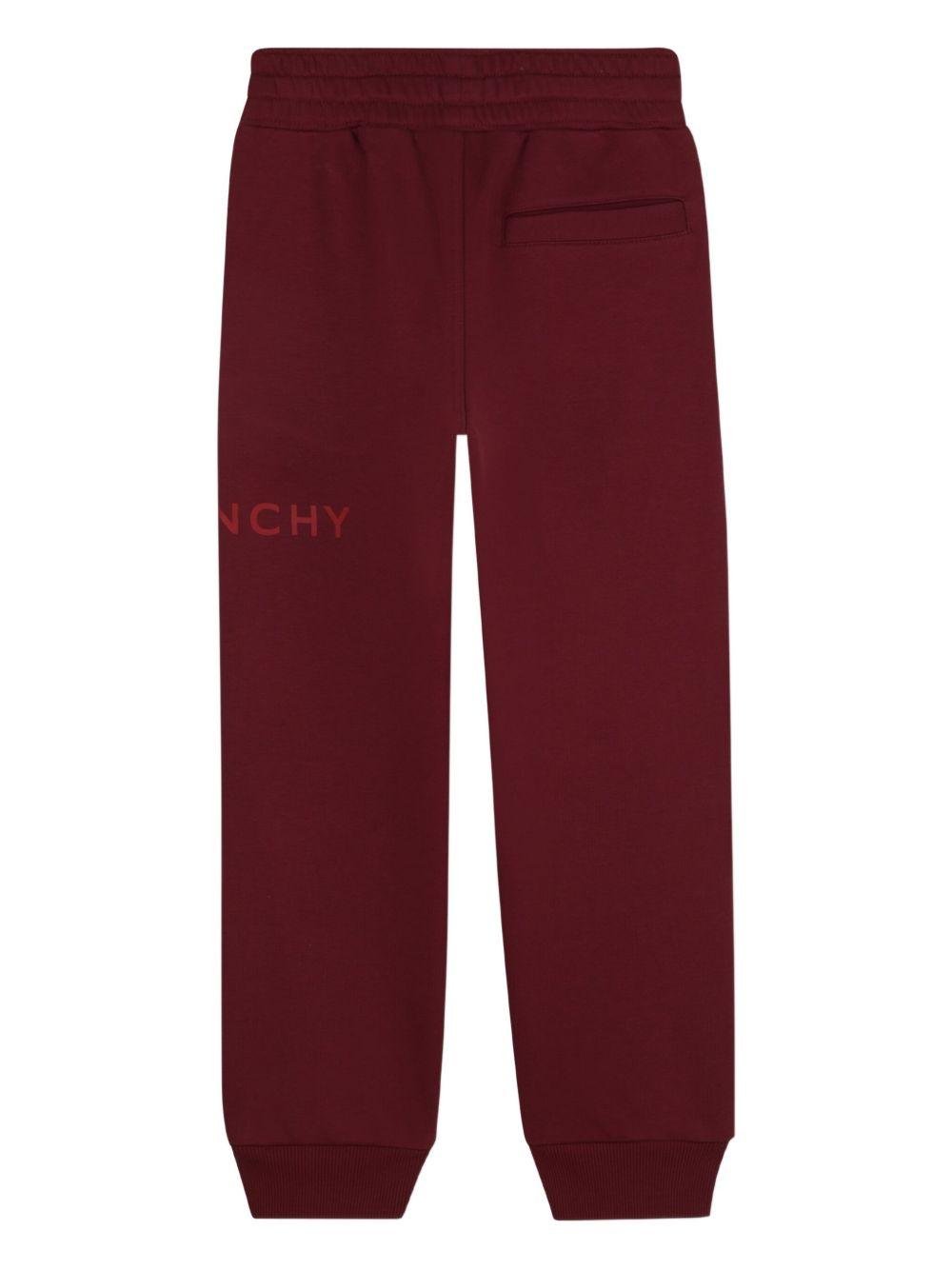 Joggers per bambino Givenchy bordeaux con logo sulla gamba - Rubino Kids