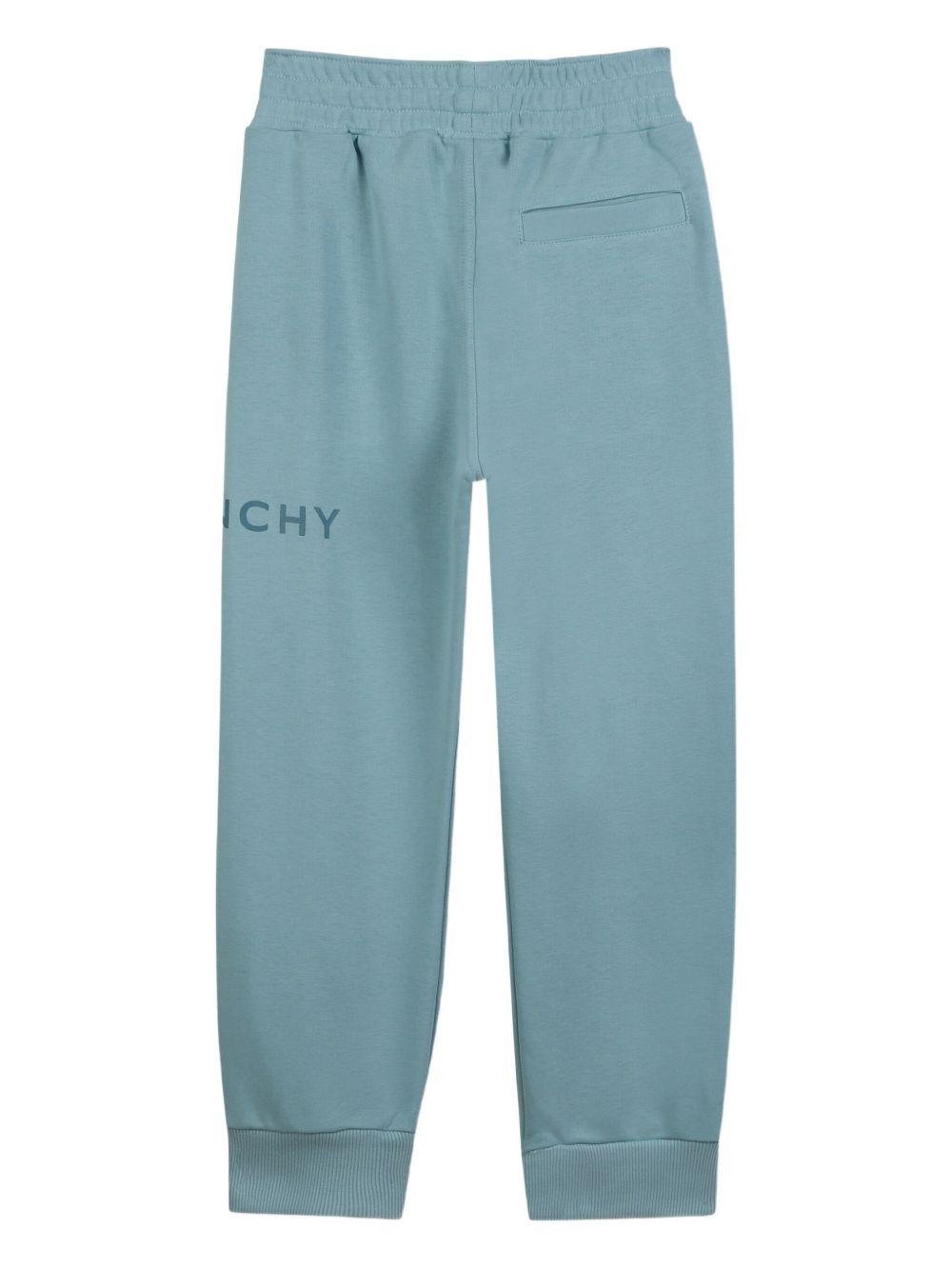 Joggers per bambino Givenchy Kids azzurro con logo sulla gamba - Rubino Kids