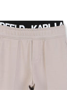 Joggers per bambino Karl Lagerfeld Kids beige con vita elasticizzata - Rubino Kids