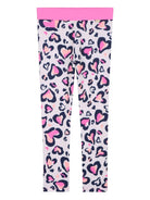 Leggings per bambina Billieblush rosa con stampa a cuori all - over - Rubino Kids