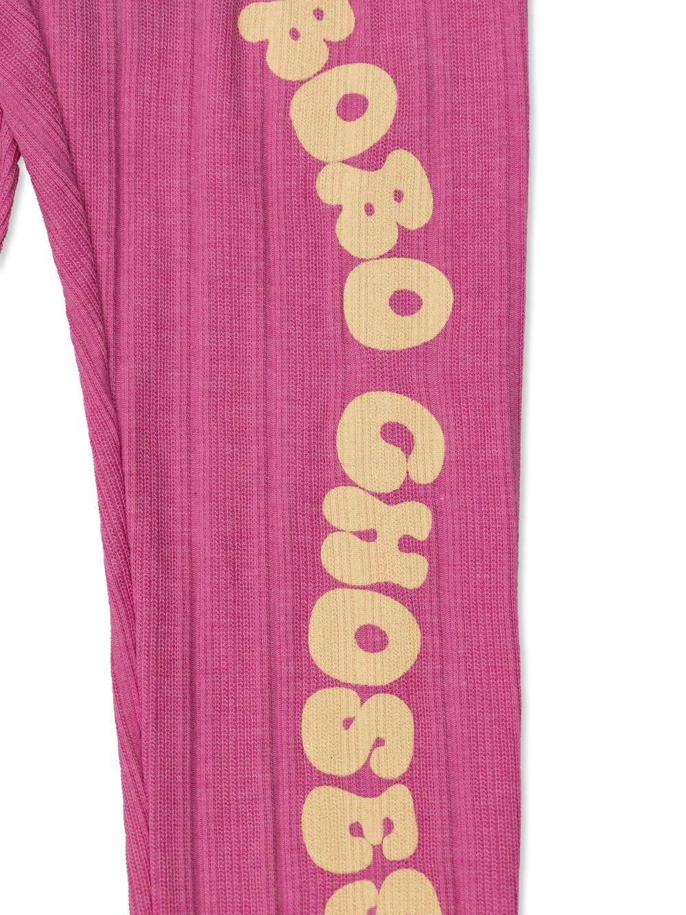 Leggings per bambina Bobo Choses fucsia con stampa logo sulla gamba - Rubino Kids