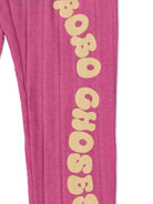 Leggings per bambina Bobo Choses fucsia con stampa logo sulla gamba - Rubino Kids