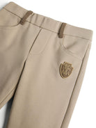 Leggings per bambina Brunello Cucinelli Kids beige con applicazione - Rubino Kids