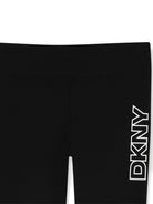 Leggings per bambina Dkny Kids neri con stampa logo - Rubino Kids