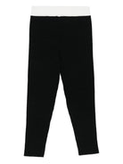 Leggings per bambina Elisabetta Franchi La Mia Bambina nero con bordo a contrasto - Rubino Kids