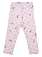 Leggings per bambina Monnalisa rosa con motivo a quadri - Rubino Kids