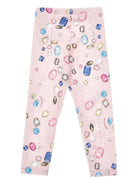 Leggings per bambina Stitch Disney x Monnalisa rosa con stampa gemme - Rubino Kids