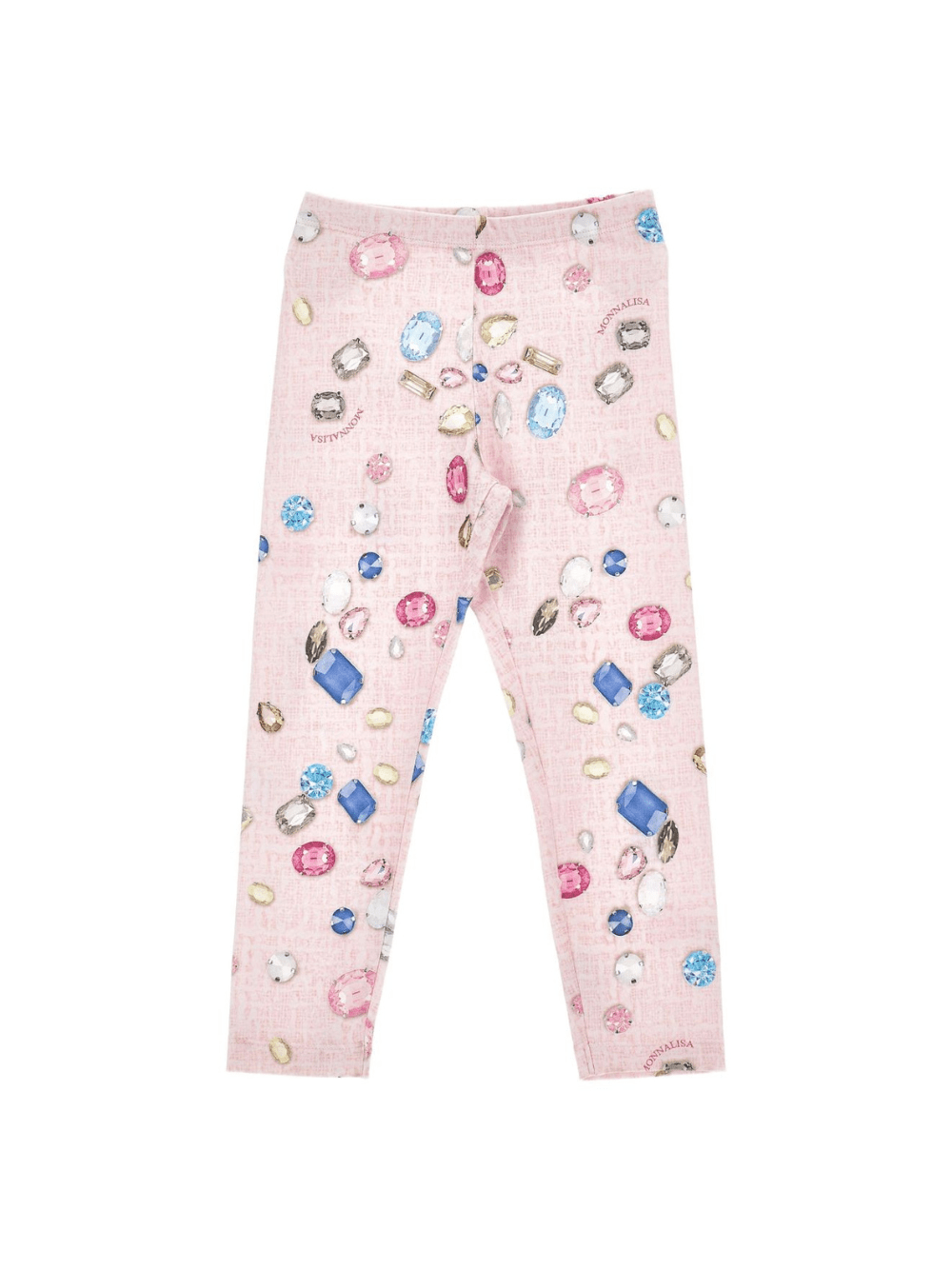Leggings per bambina Stitch Disney x Monnalisa rosa con stampa gemme - Rubino Kids