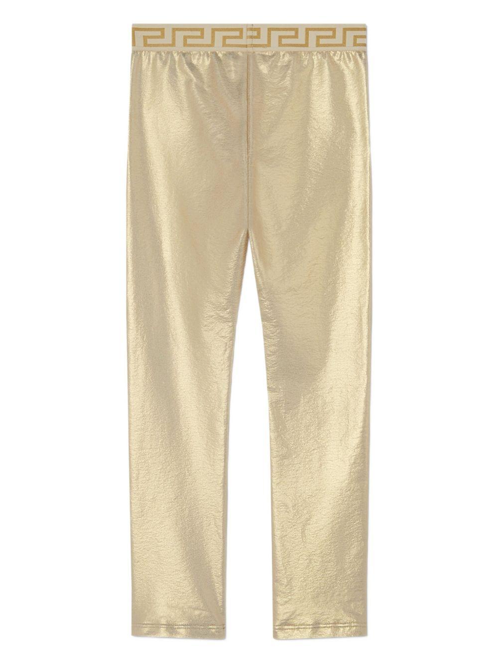 Leggings per bambina Versace Kids color oro a vita alta - Rubino Kids
