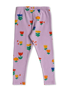 Leggings per neonata Bobo Choses Garden Party lilla con stampa con fiori all - over - Rubino Kids