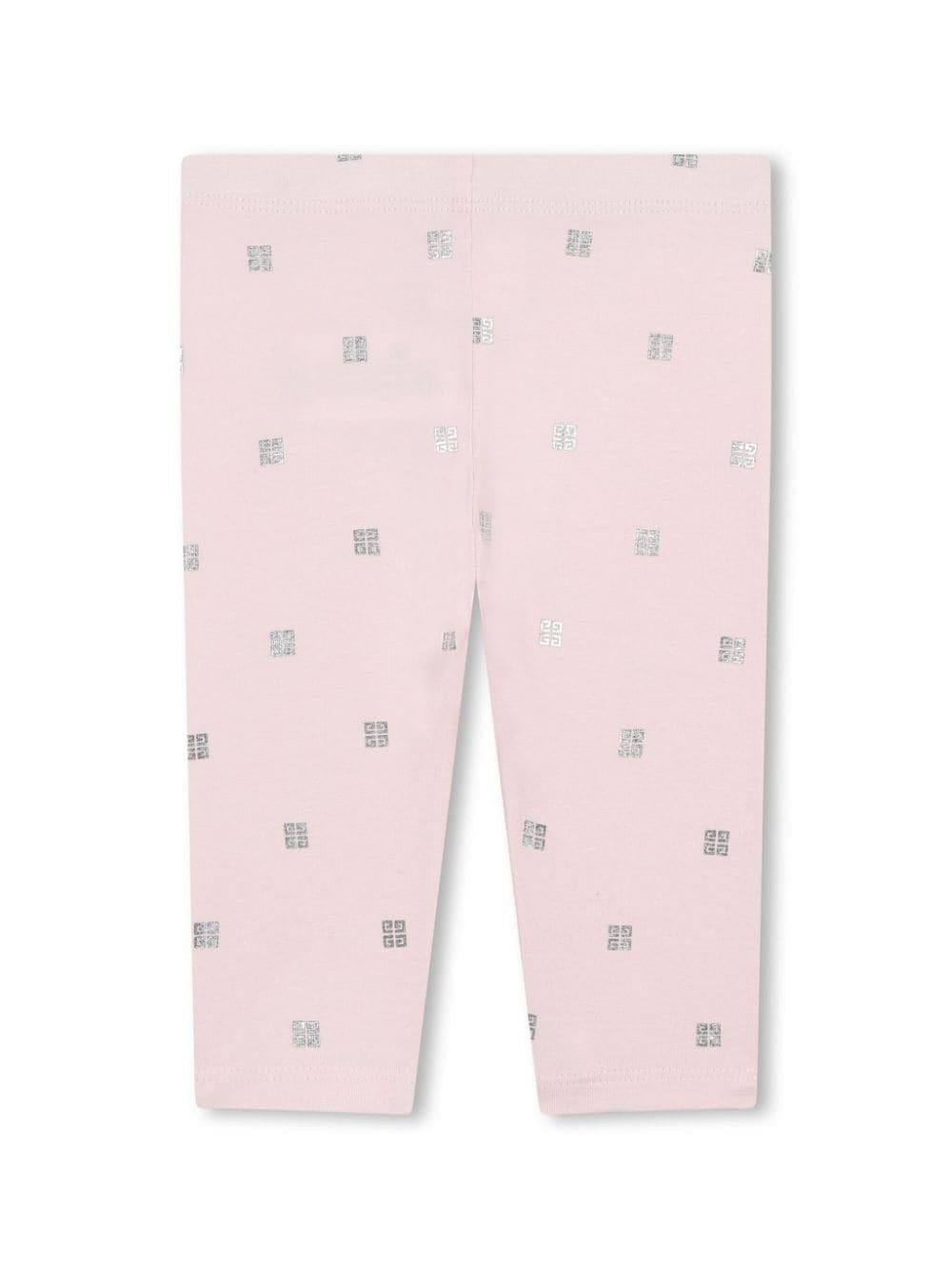Leggings per neonata Givenchy Kids rosa con motivo 4G - Rubino Kids