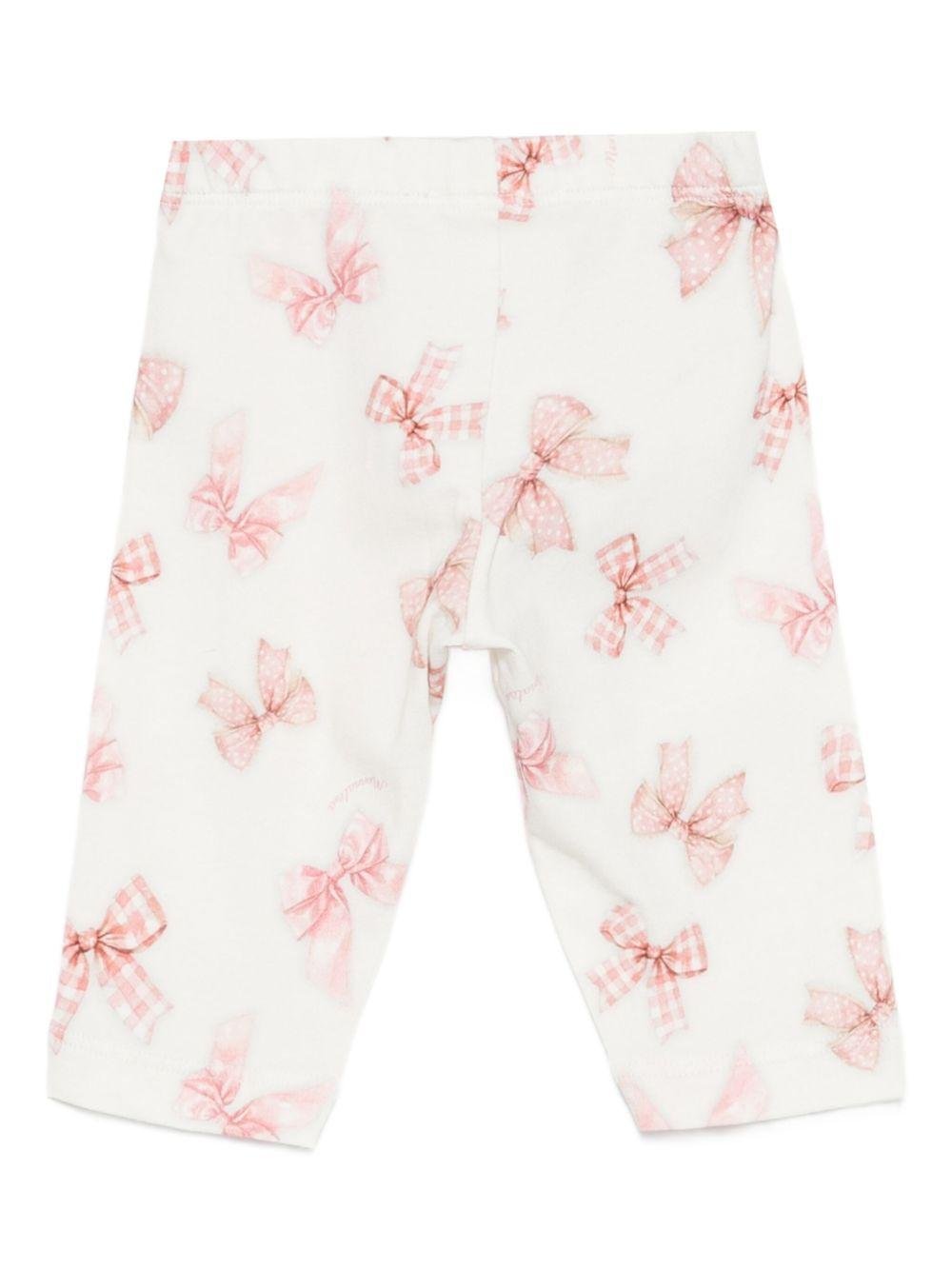 Leggings per neonata Monnalisa bianco con stampa a fiocco - Rubino Kids
