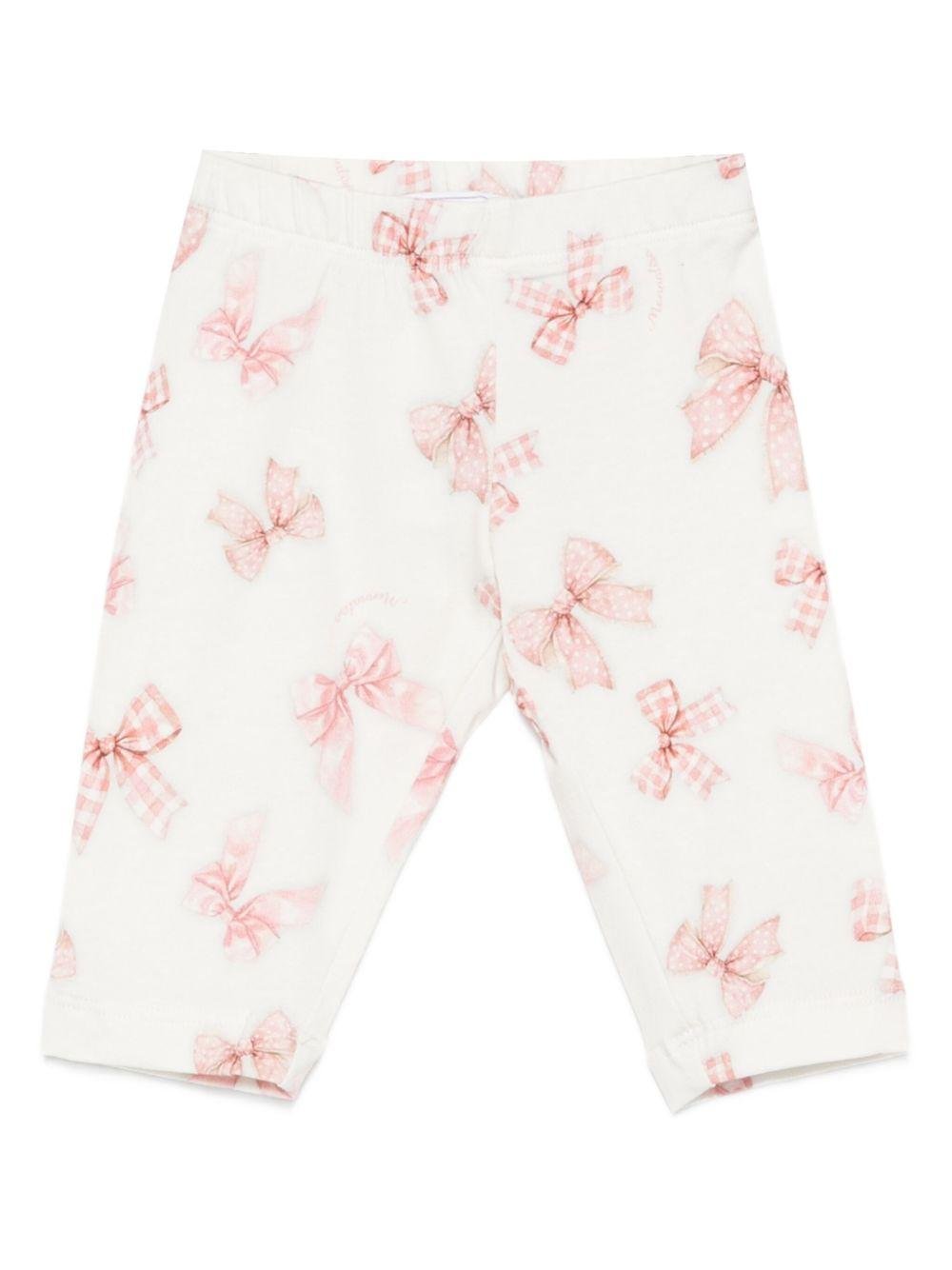 Leggings per neonata Monnalisa bianco con stampa a fiocco - Rubino Kids