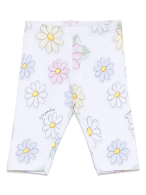Leggings per neonata Monnalisa bianco con stampa floreale