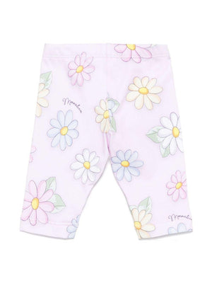 Leggings per neonata Monnalisa rosa con stampa floreale