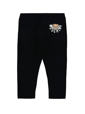 Leggings per neonata Moschino Kids nero con logo teddy