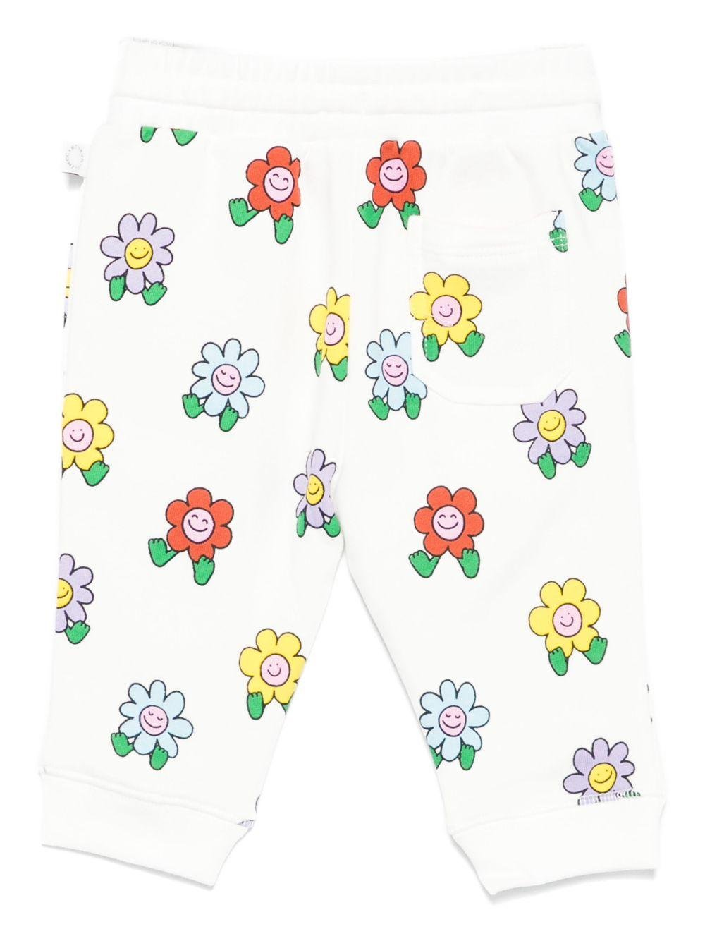 Leggings per neonata Stella McCartney Kids bianco a fiori - Rubino Kids