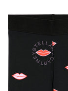 Leggins per bambina Stella McCartney Kids neri con stampa labbra - Rubino Kids