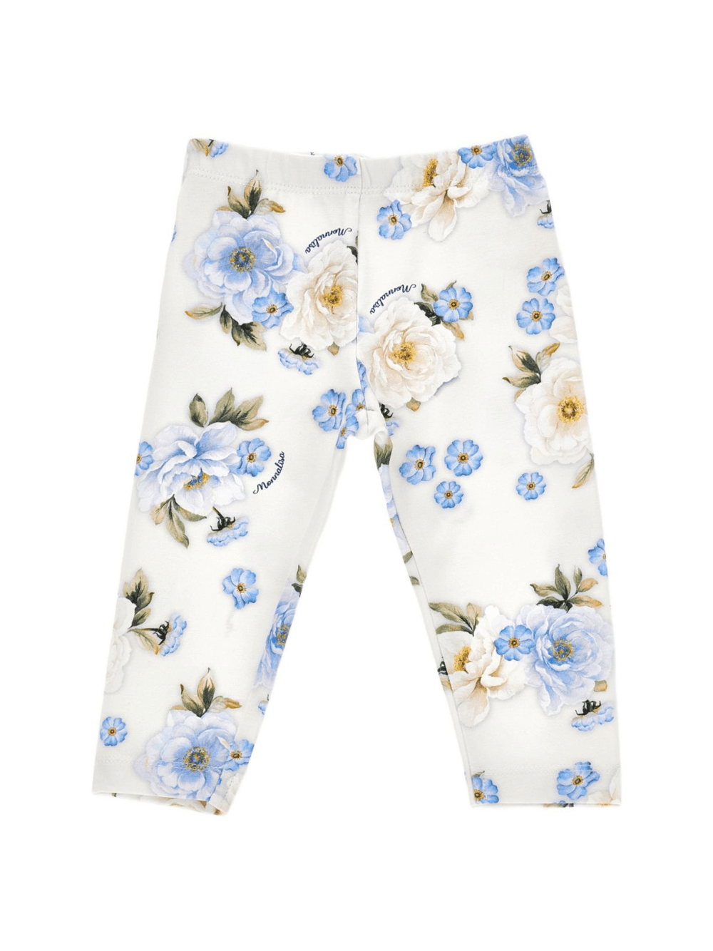 Leggins per neonata Monnalisa bianchi con stampa a fiori - Rubino Kids