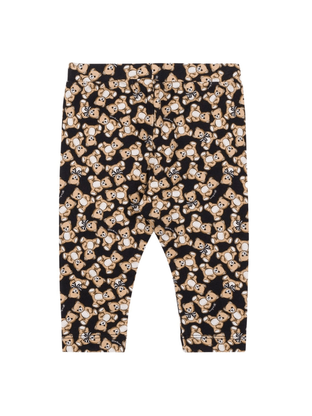 Leggins per neonata Moschino Kids neri con stampa Teddy Bear all - over - Rubino Kids