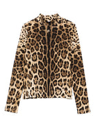 Maglia per bambina Dolce & Gabbana Kids marrone con stampa leopardata - Rubino Kids