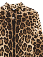 Maglia per bambina Dolce & Gabbana Kids marrone con stampa leopardata - Rubino Kids