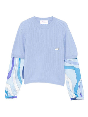 Emilio Pucci Junior girls' blue ribbed sweater