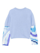 Maglia per bambina Emilio Pucci Junior azzurro con motivo a coste - Rubino Kids