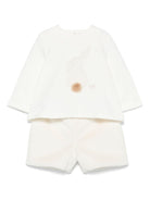 Maglietta e shorts per neonata Il Gufo bianco con stampa e motivo coniglio sul davanti - Rubino Kids