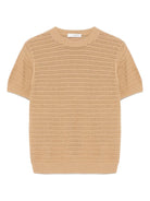 Maglietta lavorata a maglia per bambino Paolo Pecora Kids beige con orlo a coste - Rubino Kids