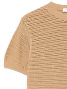 Maglietta lavorata a maglia per bambino Paolo Pecora Kids beige con orlo a coste - Rubino Kids