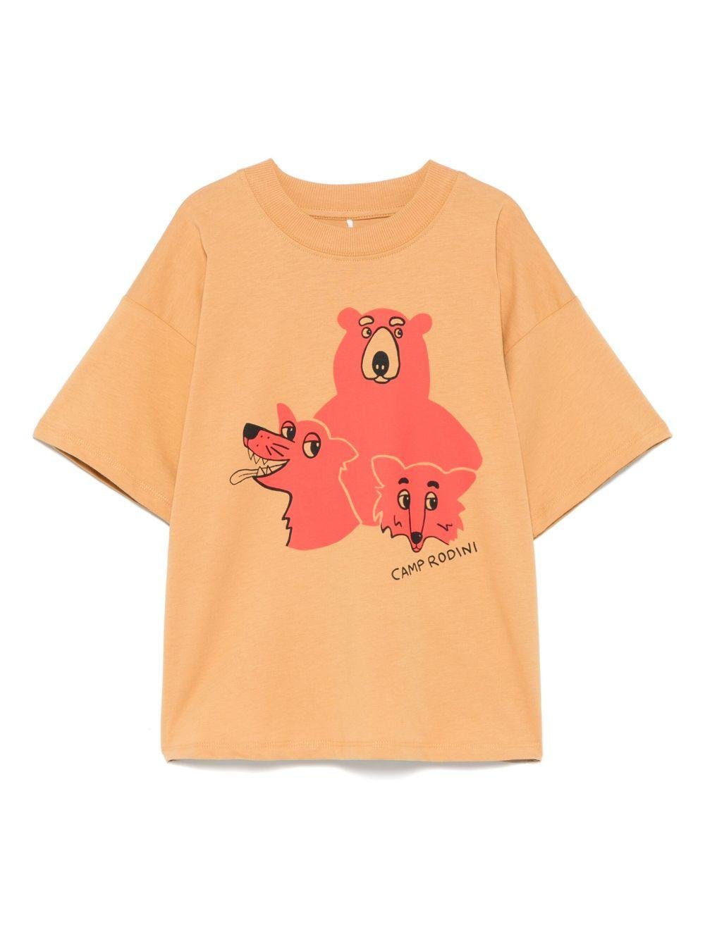 Maglietta per bambina Mini Rodini arancione con stampa grafica - Rubino Kids