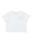 Maglietta per bambina Stella McCartney Kids bianca con logo circolare sul davanti - Rubino Kids
