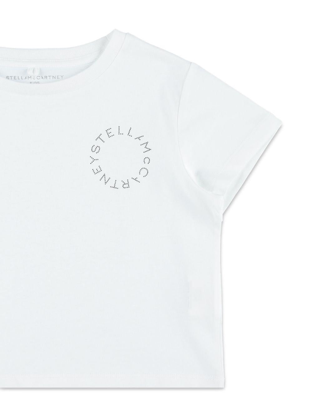 Maglietta per bambina Stella McCartney Kids bianca con logo circolare sul davanti - Rubino Kids