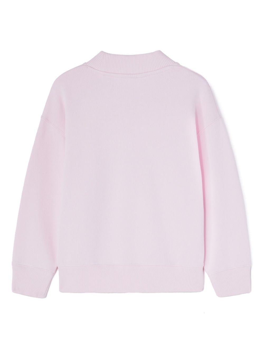 Maglioncino con stampa per bambina Palm Angels Kids rosa con rifinitura a coste - Rubino Kids