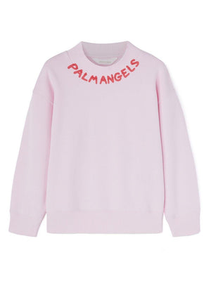 Palm Angels Kids pink ribbed print sweater for girls