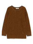 Maglione a coste per bambino Paolo Pecora Kids marrone con logo laterale - Rubino Kids