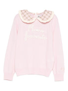 Maglione Alba per bambina MC2 Saint Barth Kids rosa con colletto ampio alla Peter Pan - Rubino Kids