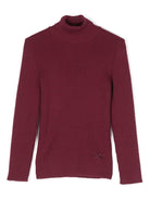 Maglione con logo a intarsi per bambina Elisabetta Franchi La Mia Bambina bianco con collo alto - Rubino Kids