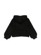 Maglione con logo ricamato per bambina MSGM Kids nero con cappuccio classico - Rubino Kids